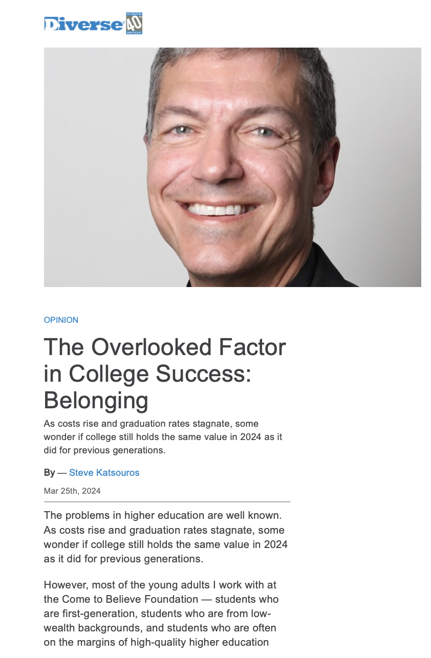 The Overlooked Factor in College Success: Belonging_Diverse Issues in Higher Education