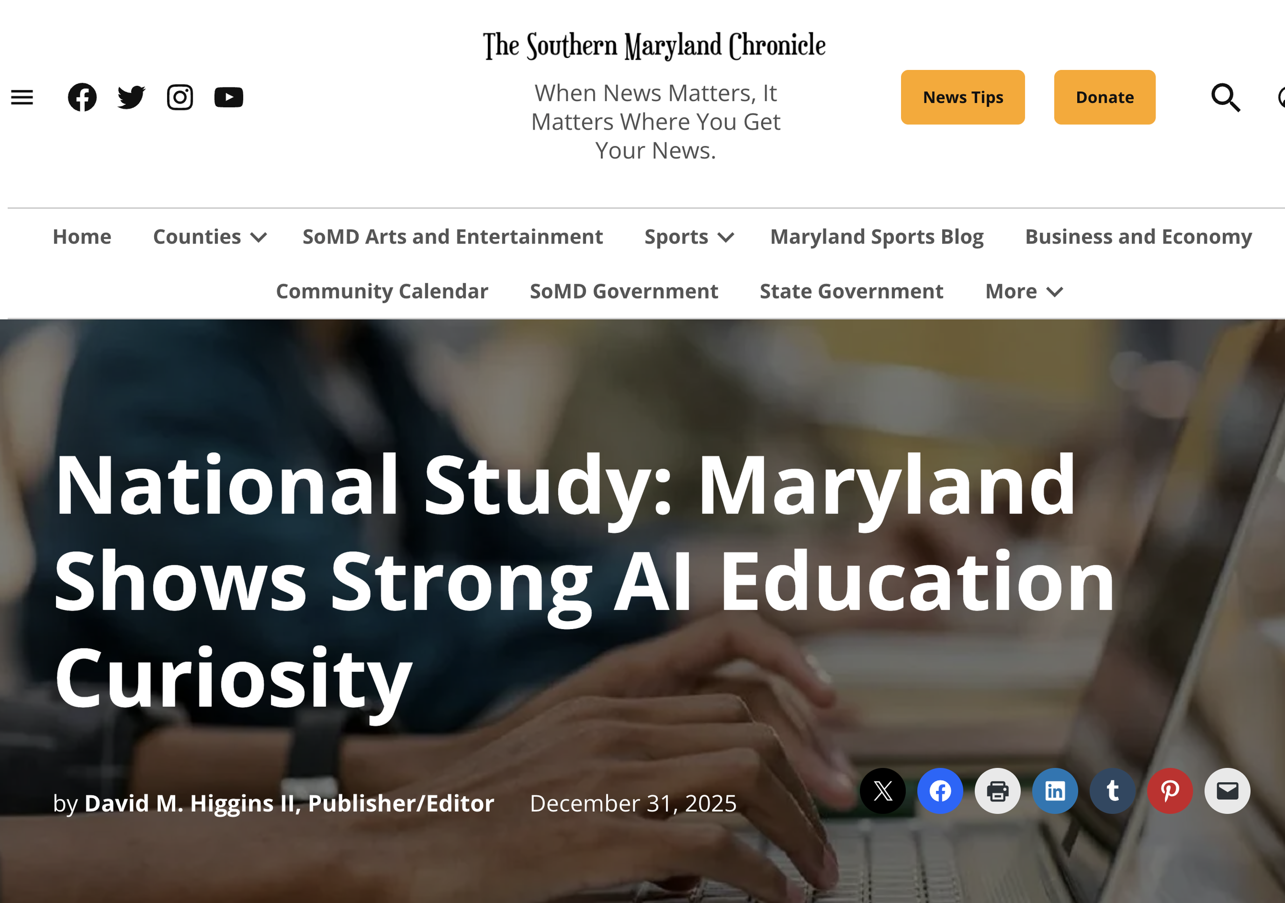Southern Maryland Journal: National Study: Maryland Shows Strong AI Education Curiosity