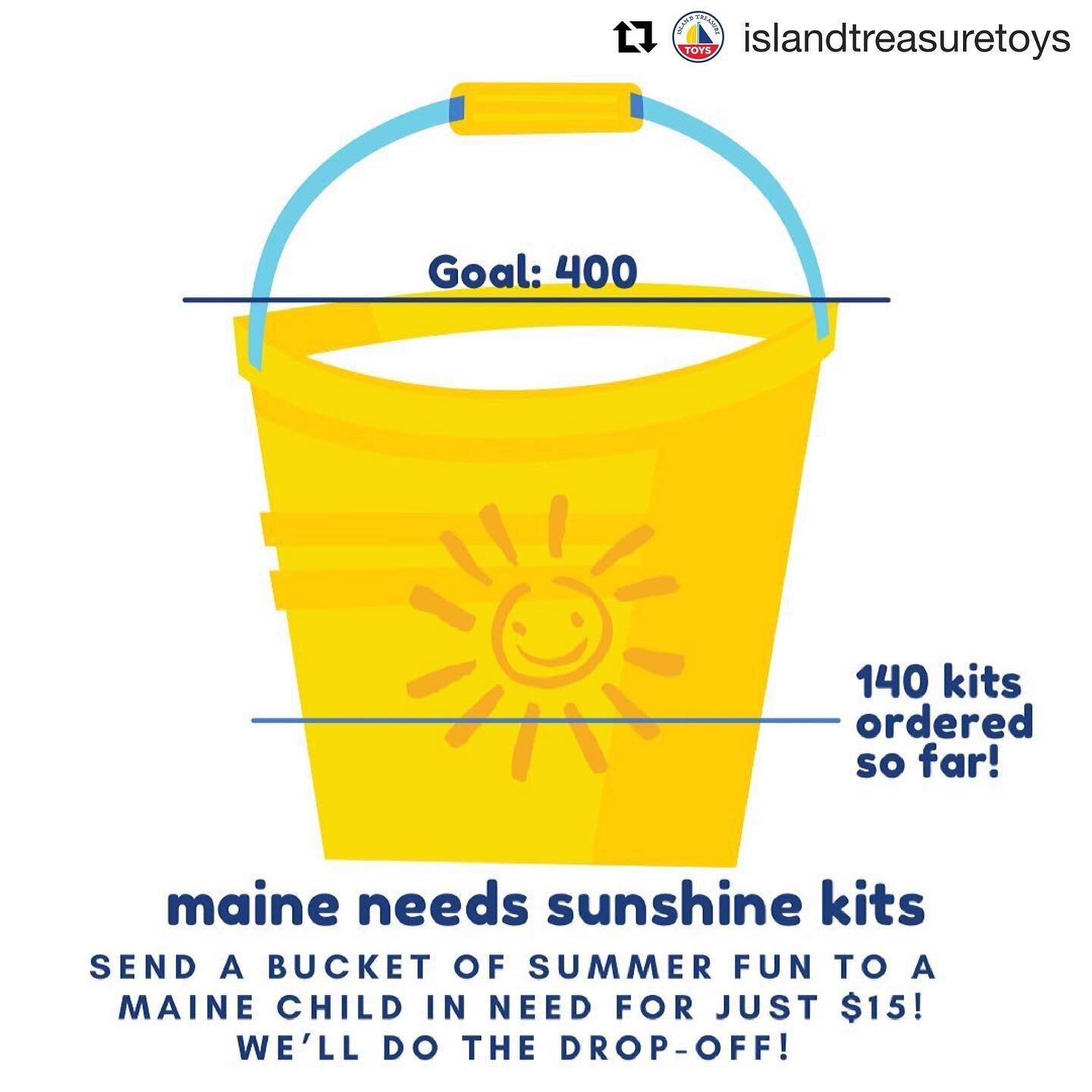 #Repost @islandtreasuretoys&mdash;check out their bio and kick in $15 so they can donate another Sunshine Kit to Maine kids! (Or make one yourself and drop it off at @maineneeds!)
・・・
WOW!! We are blown away by the response to our @maineneeds Sunshin