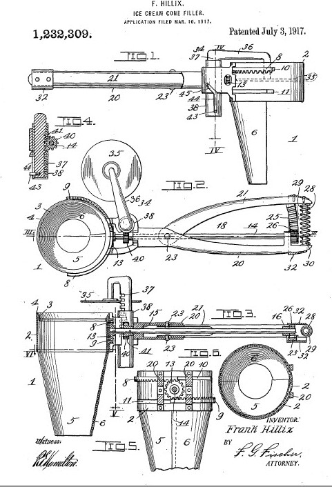 Automatically Heated Ice Cream Scoop Vintage Patent Drawing - Ice Cream -  Pin