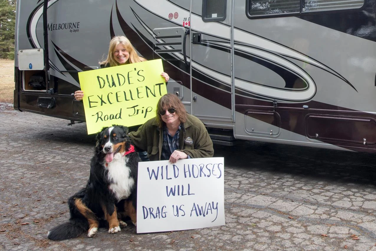 Rob, Dude and me leaving for our wild horse road trip April 17 2018. We have no idea what we're doing