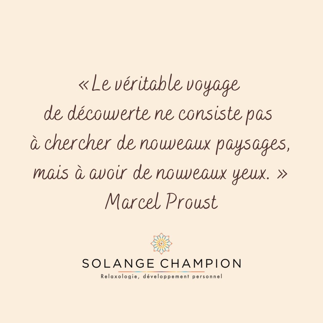 &laquo; Le v&eacute;ritable voyage de d&eacute;couverte ne consiste pas &agrave; chercher de nouveaux paysages, mais &agrave; avoir de nouveaux yeux. &raquo;
~ Marcel Proust ~

🌍✈️ Partir loin, c&rsquo;est parfois s&rsquo;approcher un peu plus de so