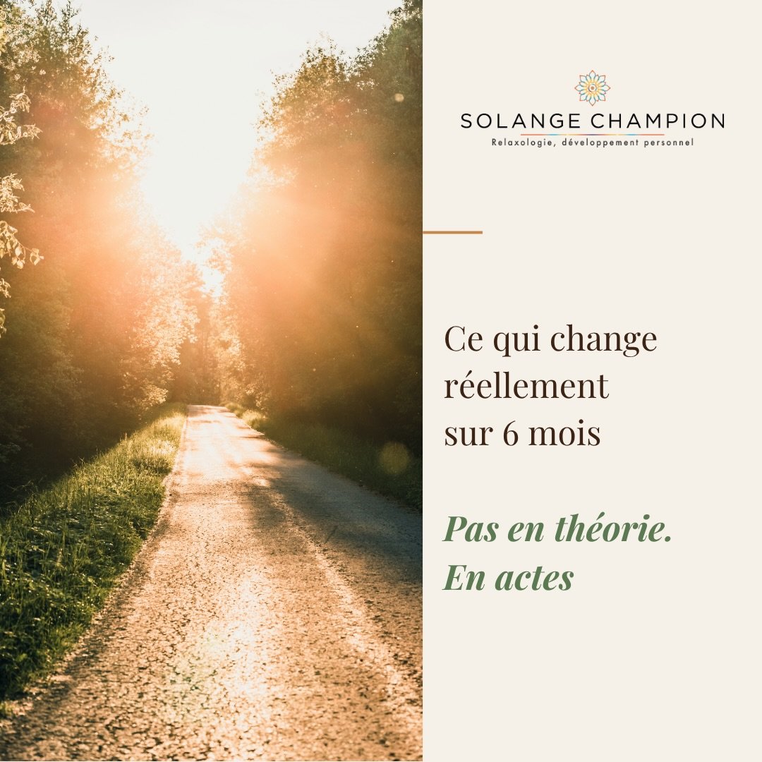 6 mois. 

Pas un weekend. 
Pas un atelier. 
Un vrai processus. 🌿

Voici ce qui change &mdash; concr&egrave;tement &mdash; quand on s&rsquo;y engage vraiment. 

Parce que la transformation ne s&rsquo;installe pas en une session. 
Elle se construit, m