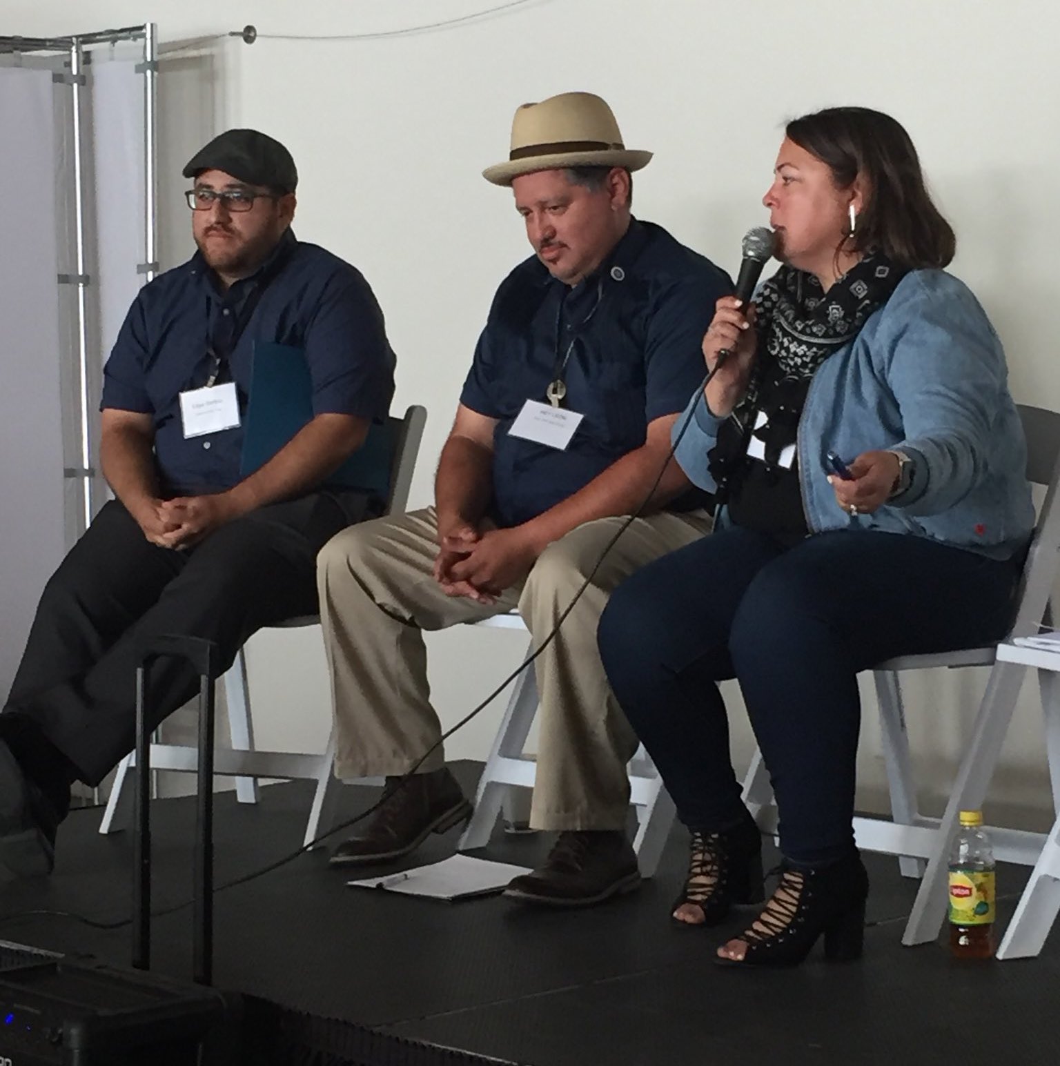 Genoveva Islas, Rey León, and Edgar Garibay lifting up the needs of the Central Valley