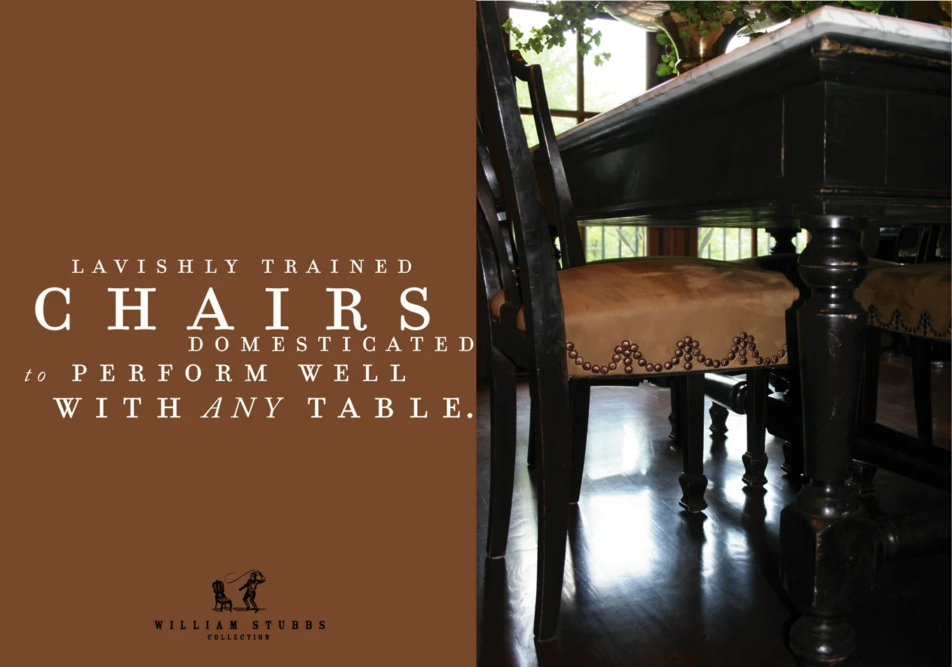 Ads for an interior designer known for his use of decorative antiques and his fearlessness in the face of patterns.