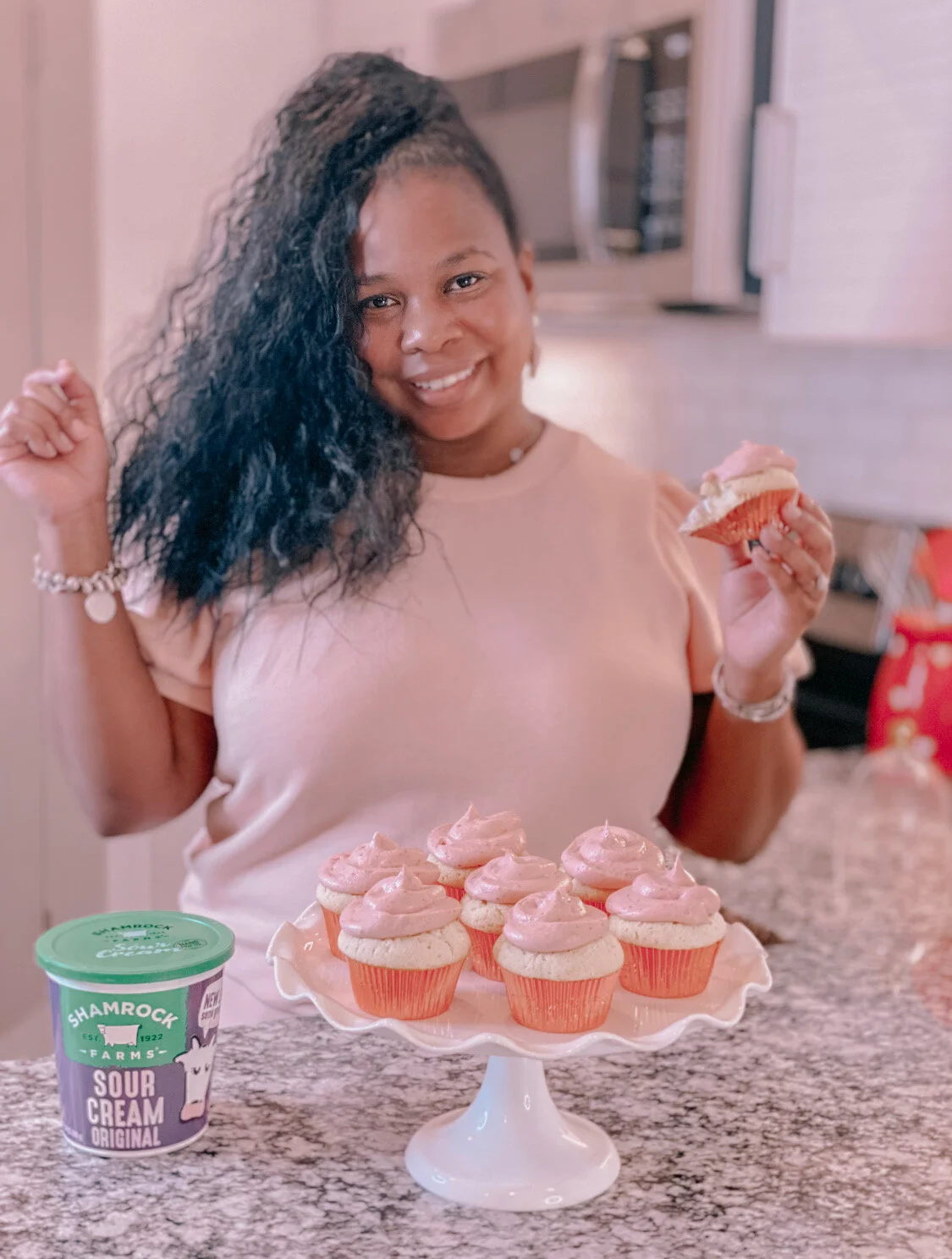 Strawberry Sour Cream Pound Cake Cupcakes