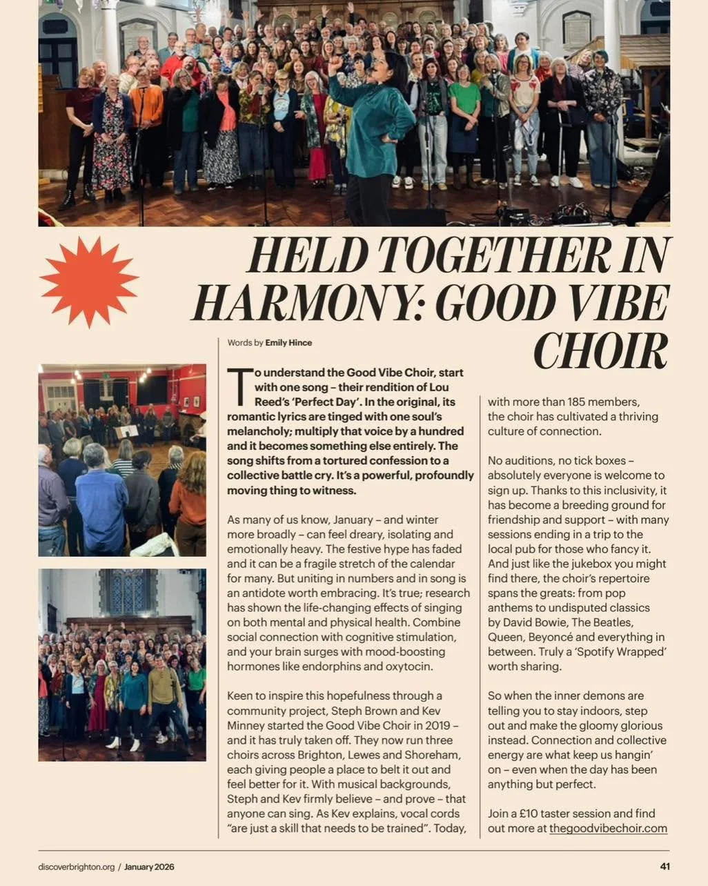 Read all about it 🗞️ 
It&rsquo;s wonderful to be featured in the discoverbrighton ❤️ 

&ldquo;No auditions, no tick boxes - absolutely everyone is welcome to sign up. Thanks to this inclusivity, it has become a breeding ground for friendships and su