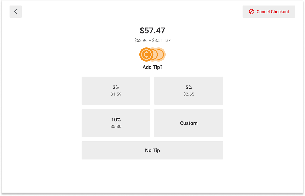 The Barn2Door checkout tipping interface