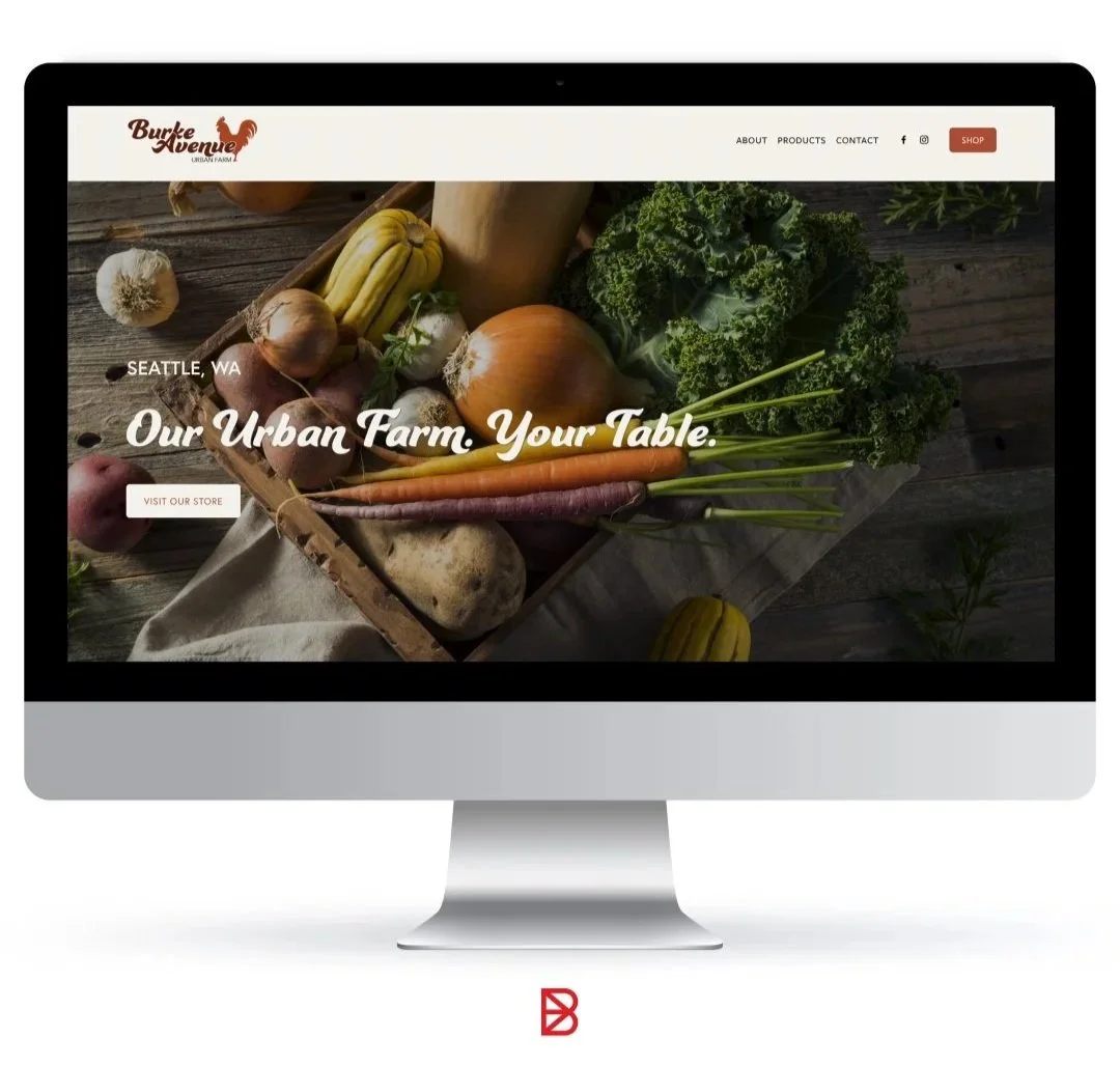 A farm website designed by Barn2Door displayed on a desktop.