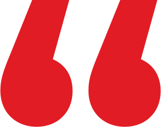 Large red typographic quotation marks on a white background.