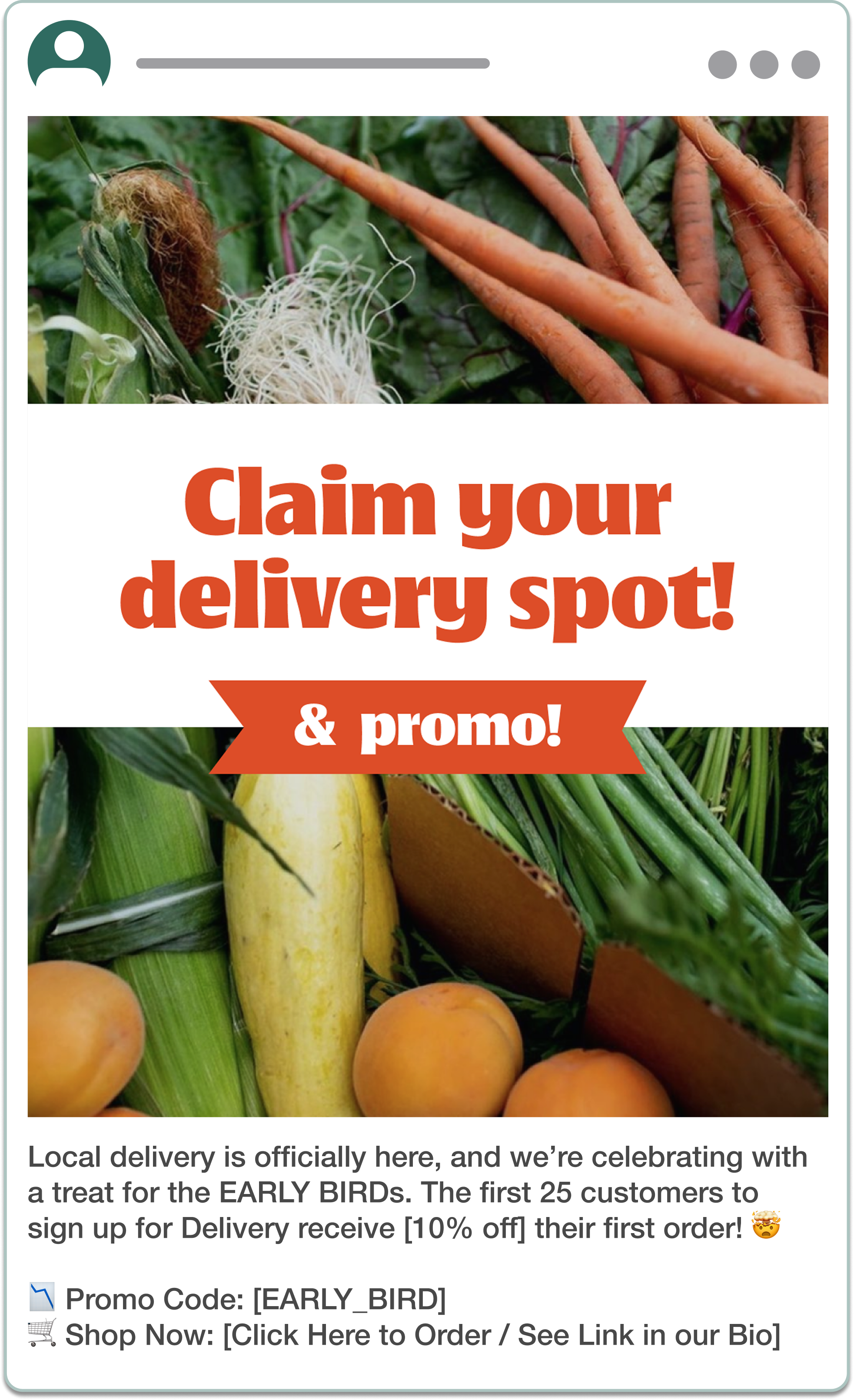 A mockup of a instagram post creating urgency with promos