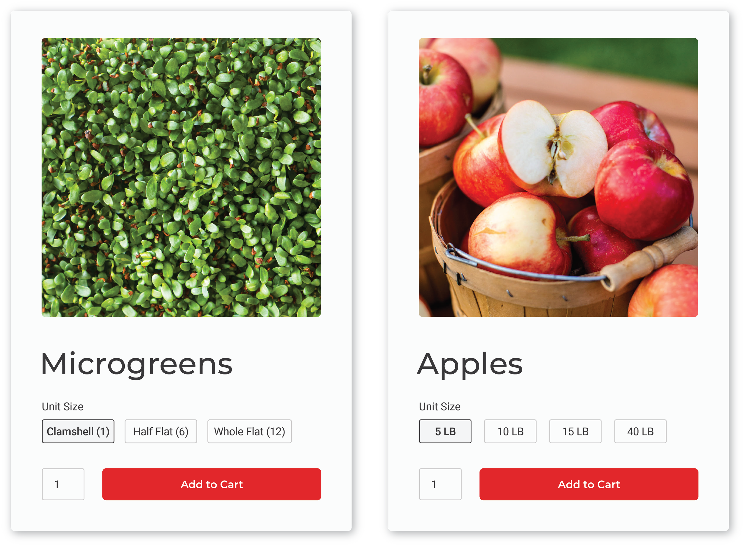 A screenshot of Barn2Door's user interface which allows customers to easily order directly from farmers