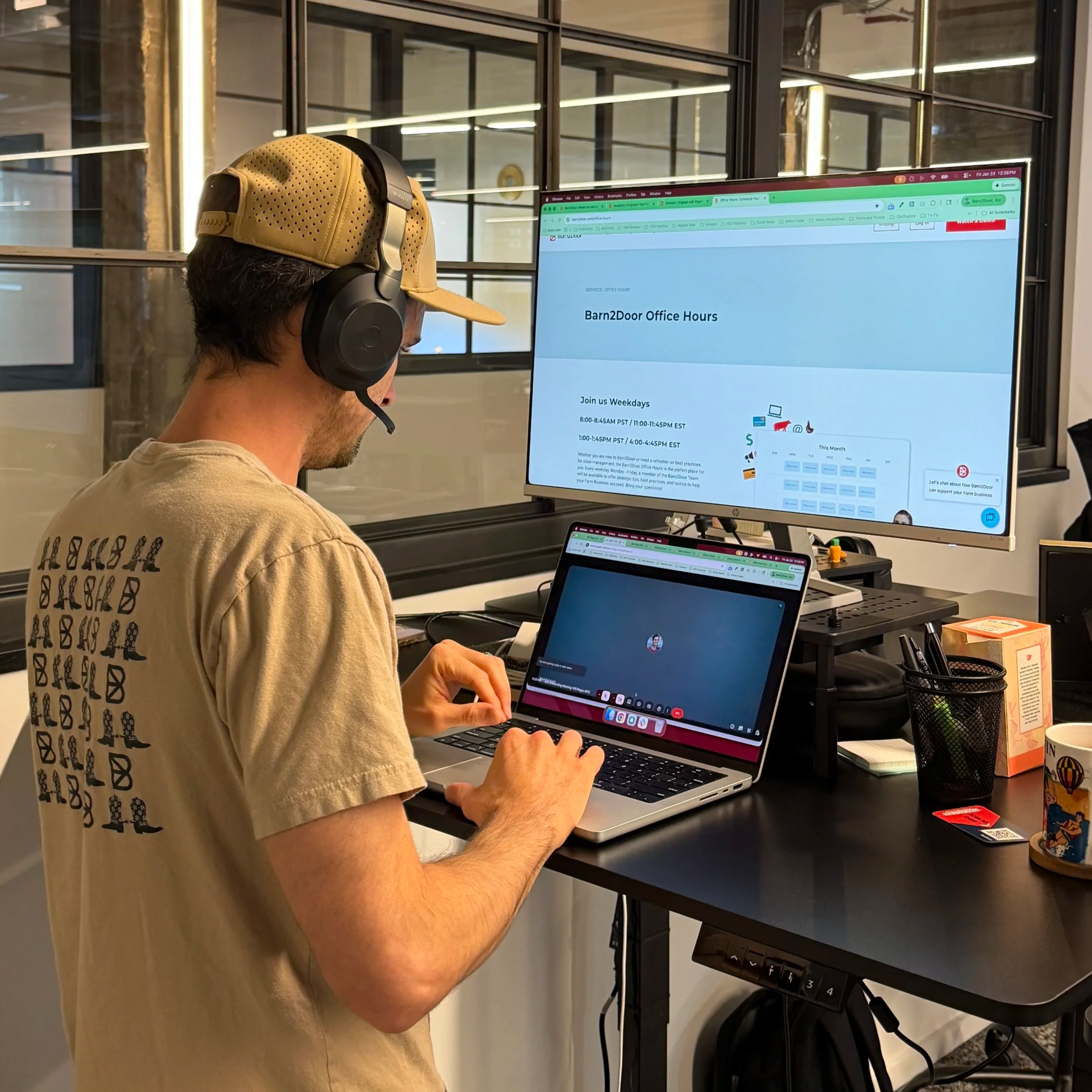 An account manager at Barn2Door helping a farmer  scale their farm.