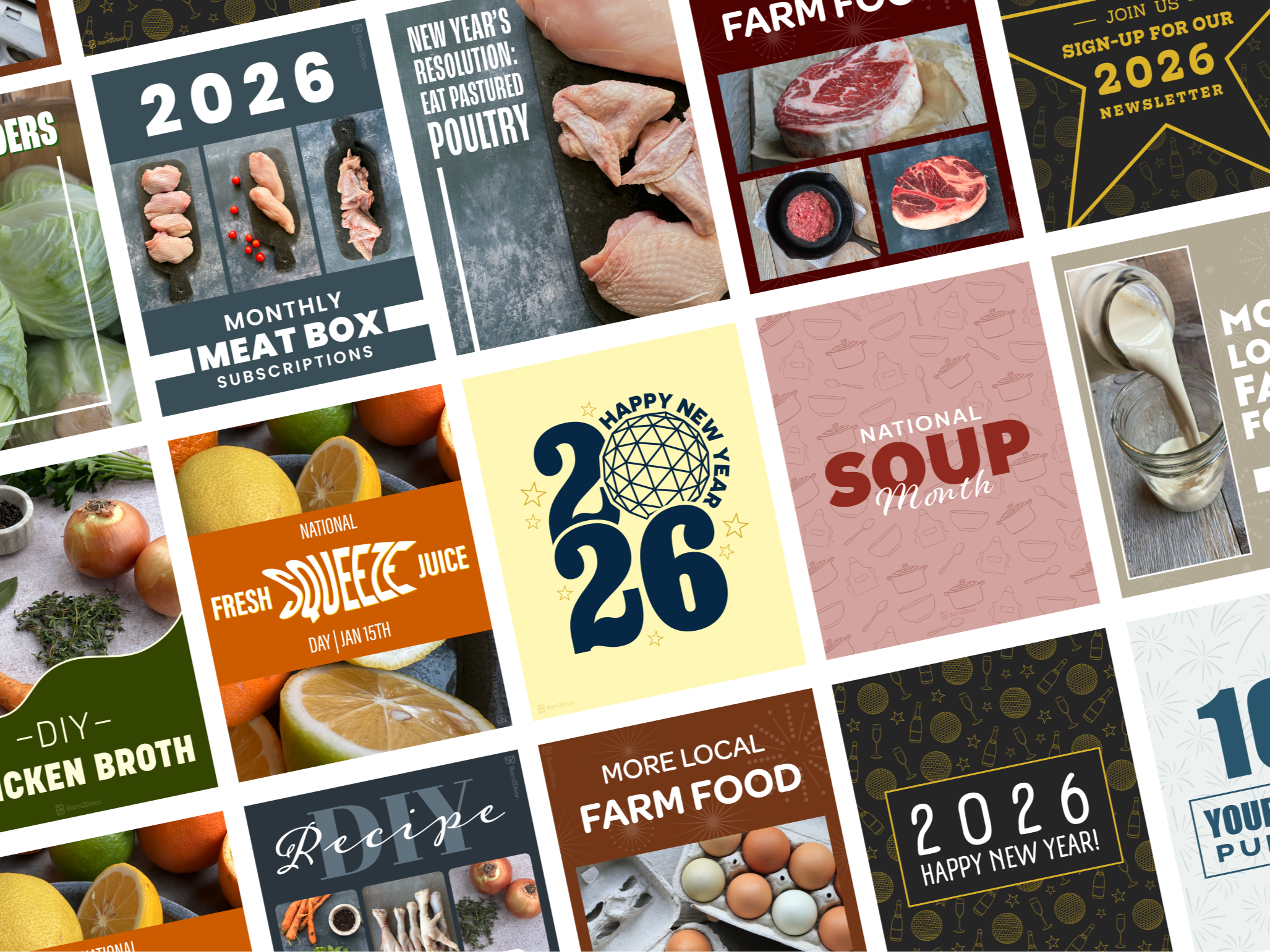 Instagram posts designed by Barn2Door for independent farmers to grow their social media presence.