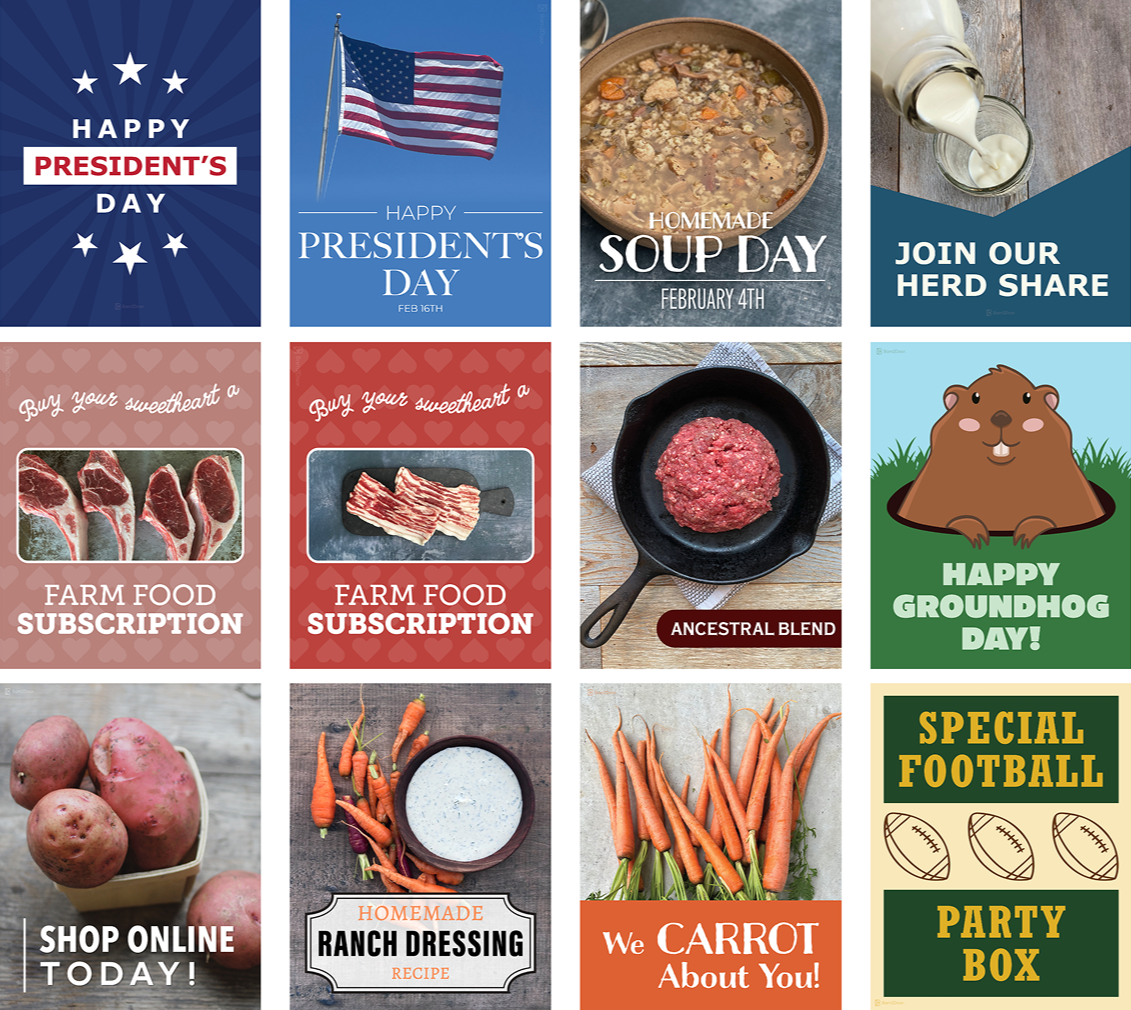 Social media assets made by Barn2Door to help farmers market their brand
