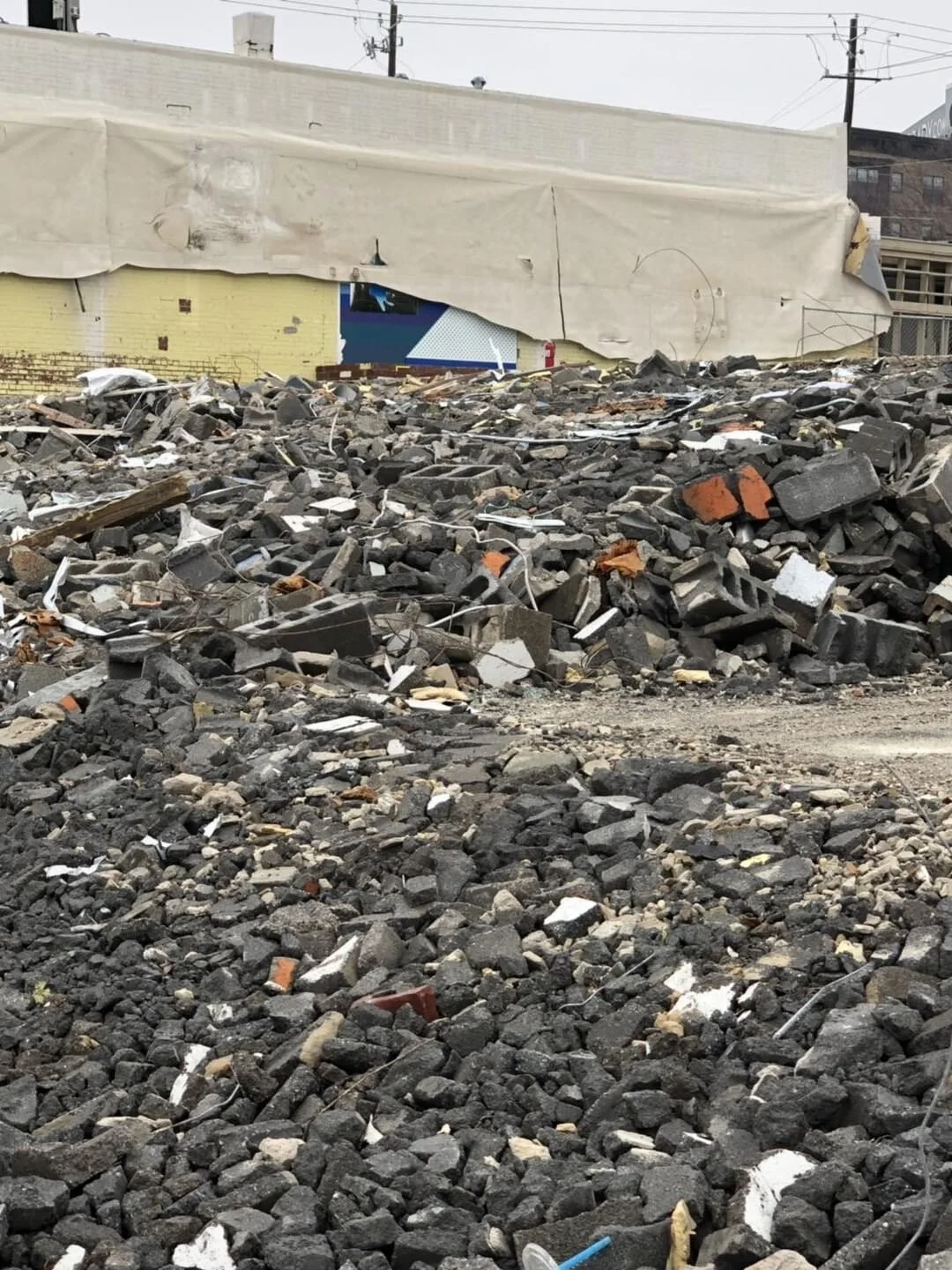  As the last exhibition in the original space Hathaway Gallery occupied, the works in the show were demolished with the building.   