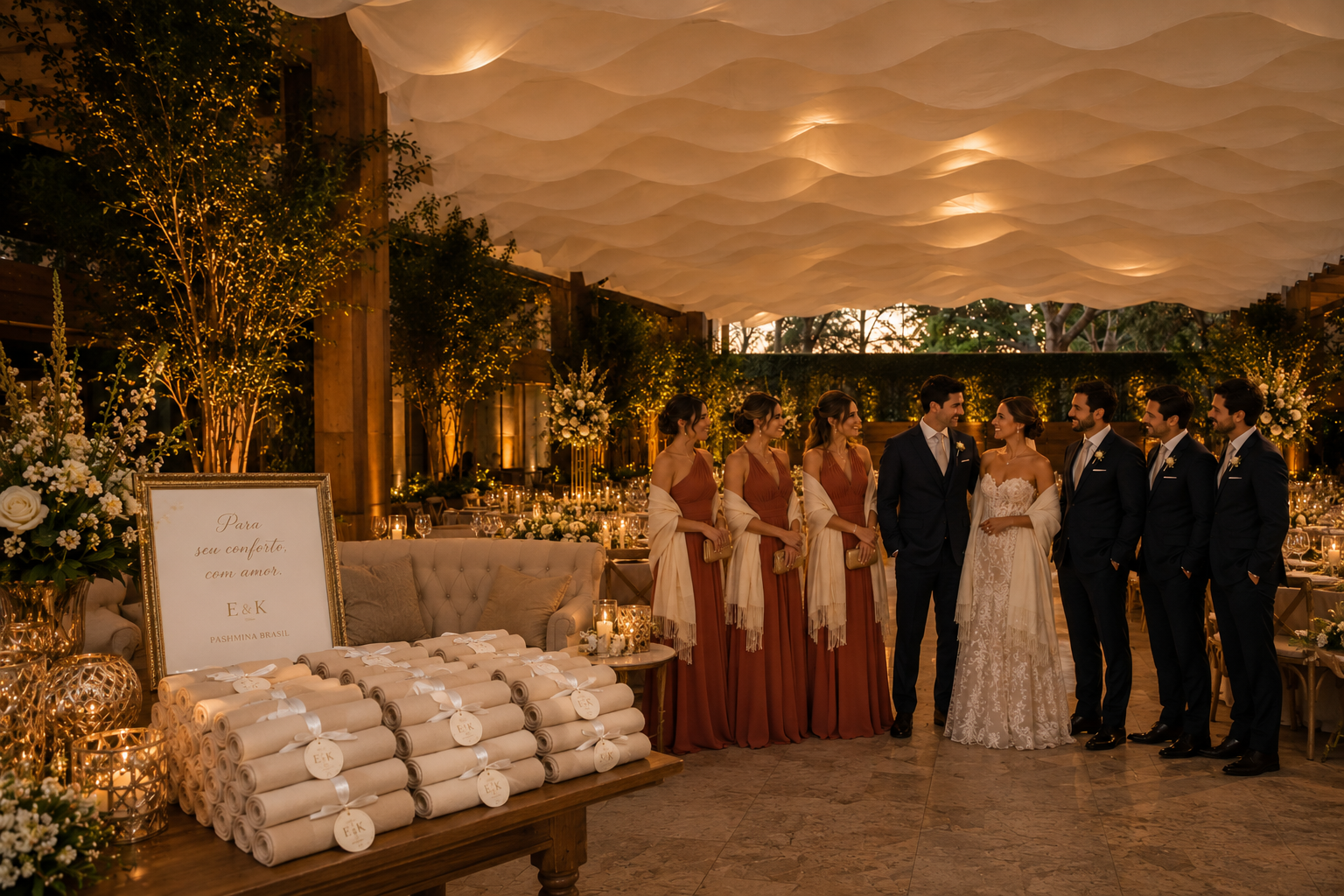 Como Escolher a Cor da Pashmina Perfeita para Combinar com a Decoração do Casamento