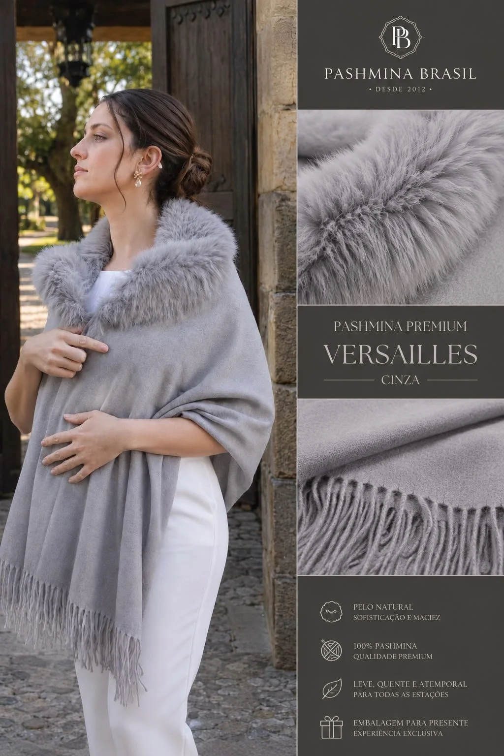 Pashmina Versailles Premium Cinza