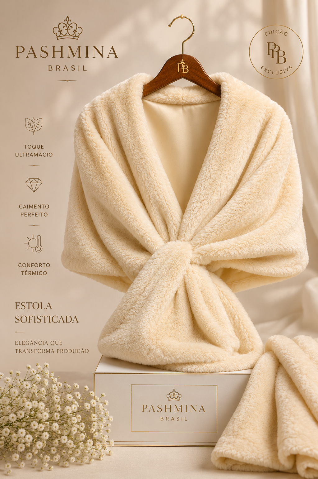 Estola Pelúcia Off-white Feminina | Luxuosa para Casamentos, Festas e  Eventos de Inverno