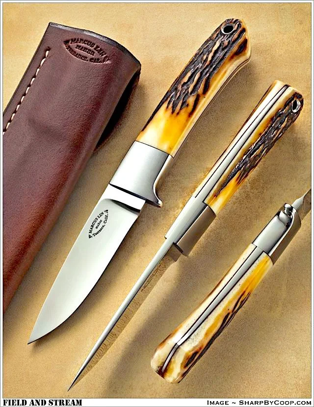 The R.W. Loveless designed “Field and Stream” knife with a long bolster. One of my personal favorite designs by Bob.