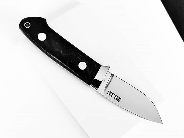 Mini Dropped Point Hunting knife (Prototype) in Desert Ironwood. @linknives #huntingknives #desertironwood #n690steel
