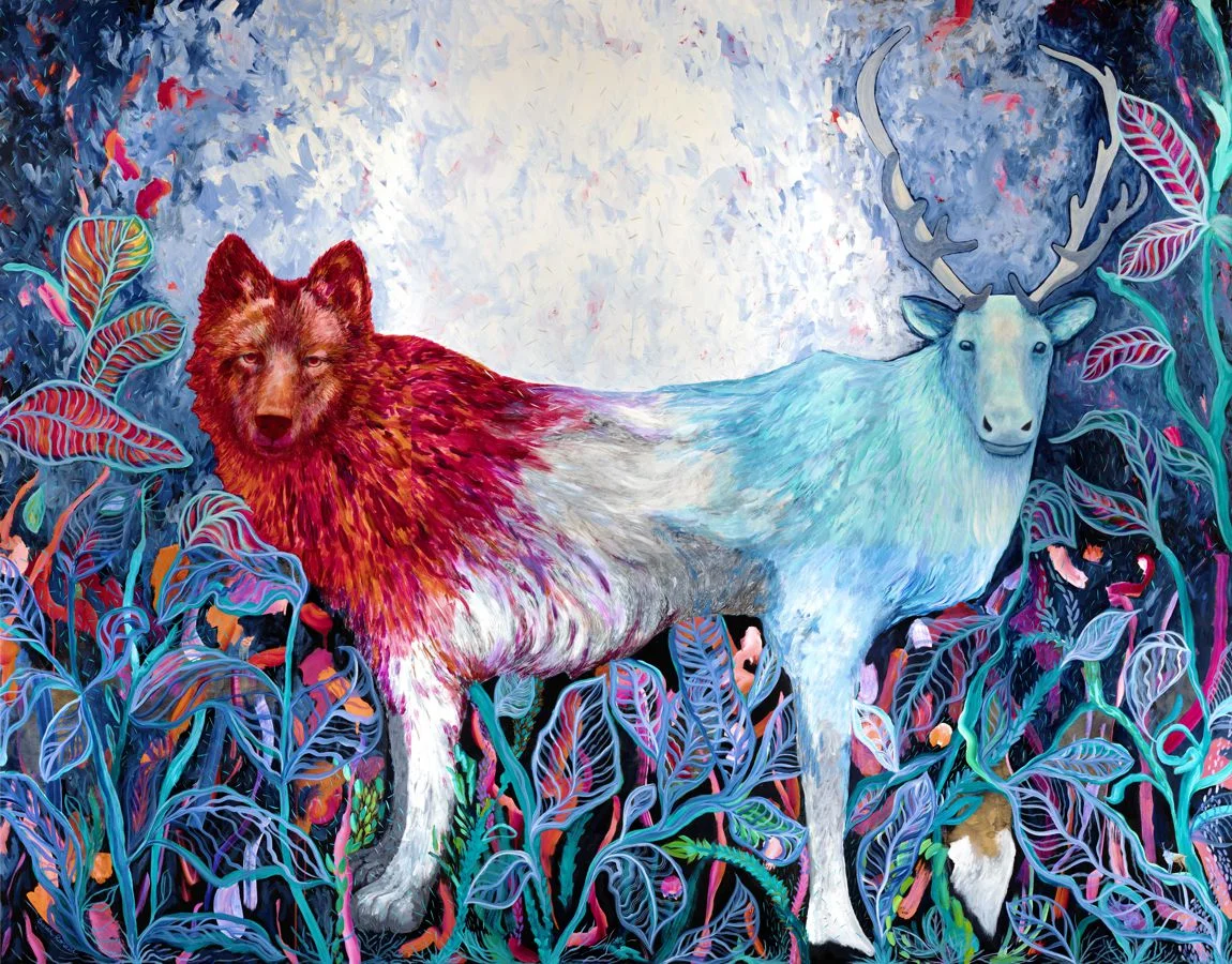 Chimers: Poking Holes in the Clouds, 2018. Coloured pencil and acrylic with resin, 7 feet by 9 feet inches. SOLD