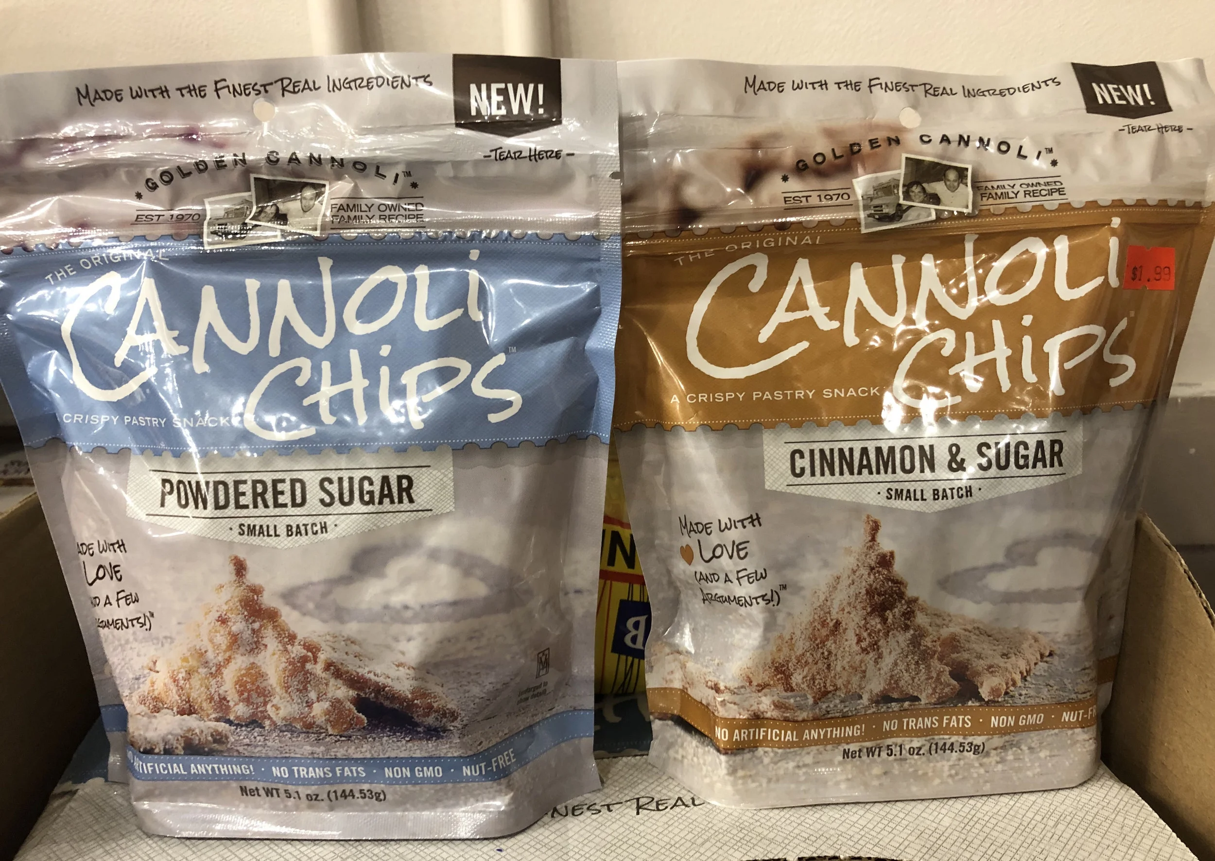 Golden Cannoli Chips - Powdered Sugar; Cinnamon & Sugar