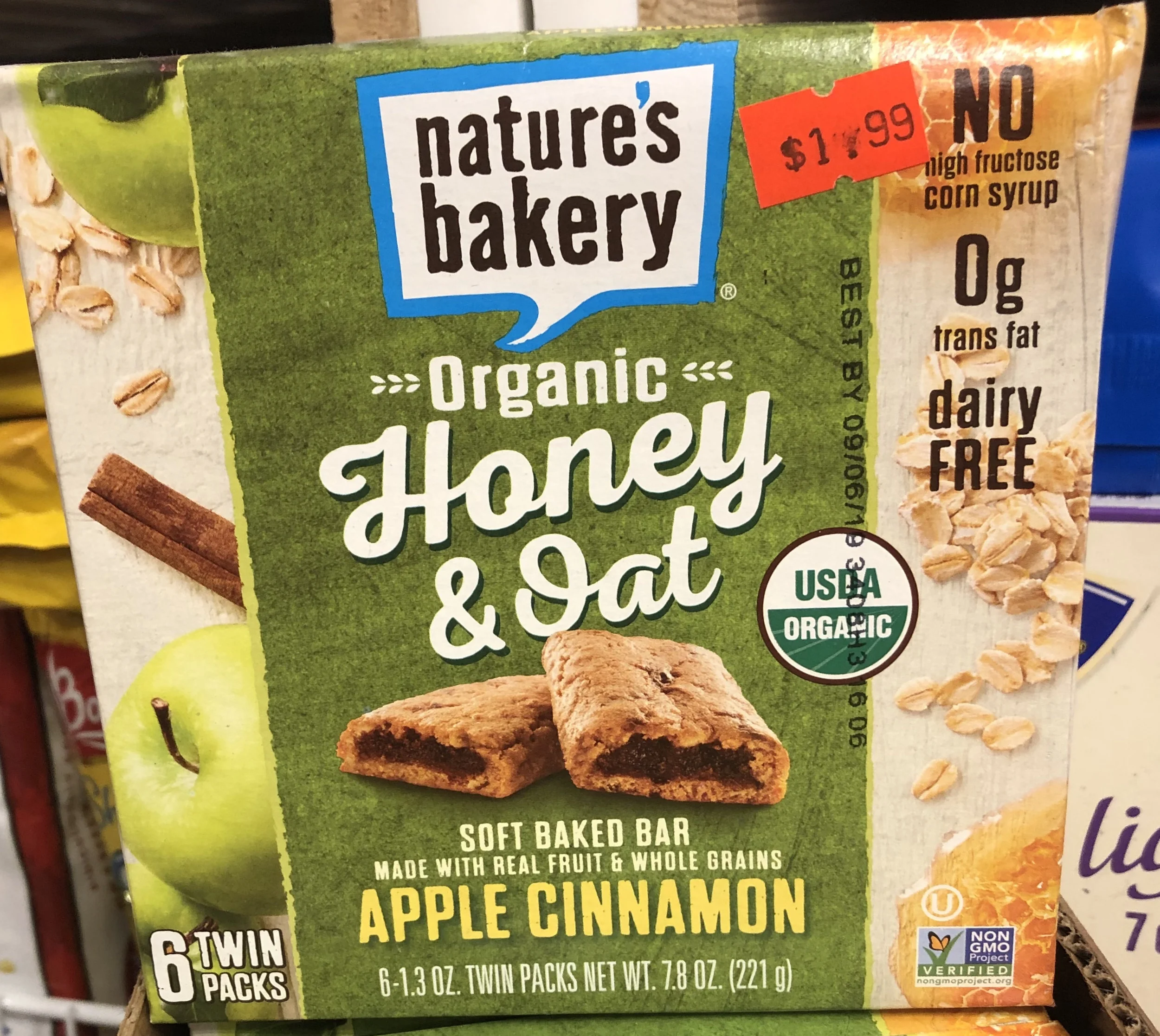 Nature's Bakery Organic Honey & Oat Apple Cinnamon Soft Baked Bar