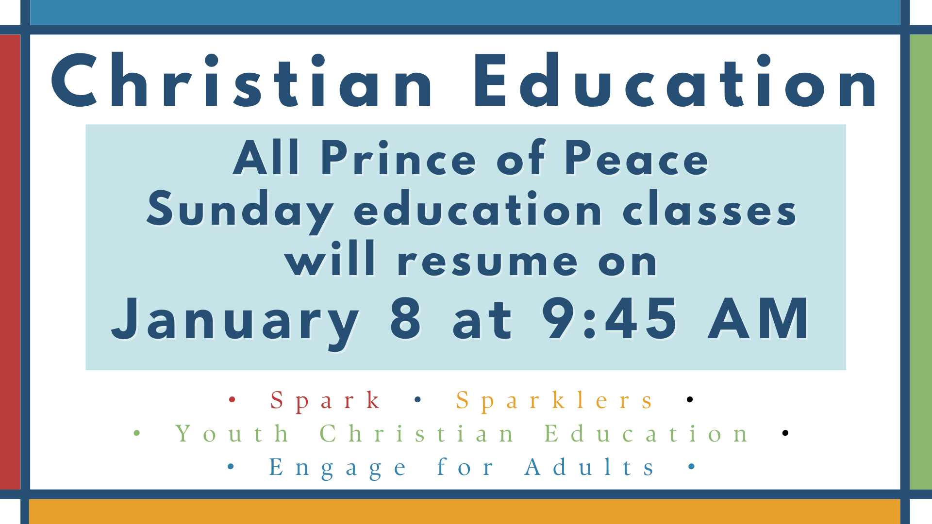 Christian Education for All! — Prince of Peace Lutheran Church