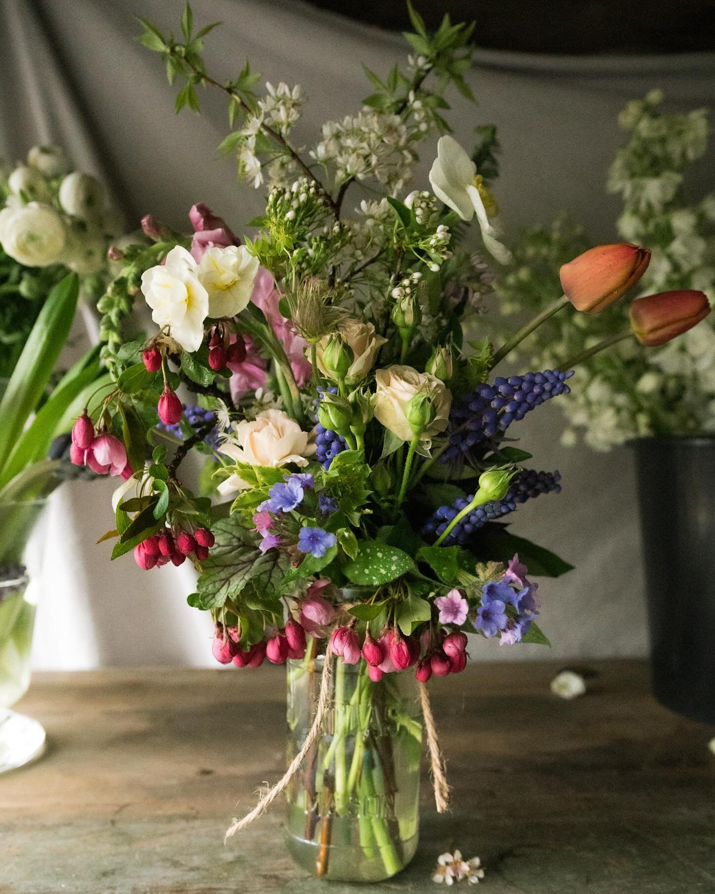 The studio is filled with lovely flowers today!

Some for a wedding and the rest for your dear mother&hellip; place your order online on our website.
The &ldquo;From the Garden Jars&rdquo; are available for pick up only. Saturday and Sunday from 8:30