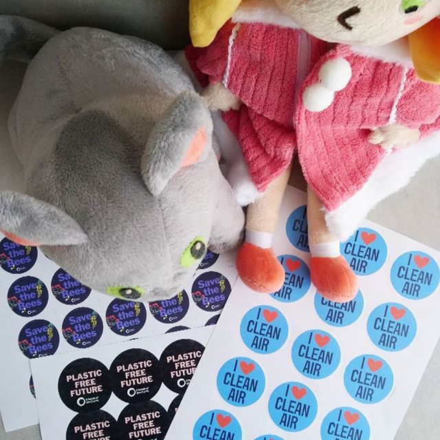 Hollie and Figgs have just received some stickers from Friends of the Earth. They are currently supported by FOE on their mission to help school children learn all about what they can do to help protect their environment.
My plan is to take Hollie an