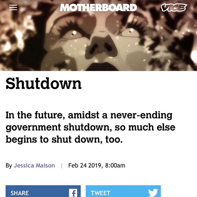 Jessica&rsquo;s new short story, Shutdown, published on Vice&rsquo;s Motherboard site. Link in bio.