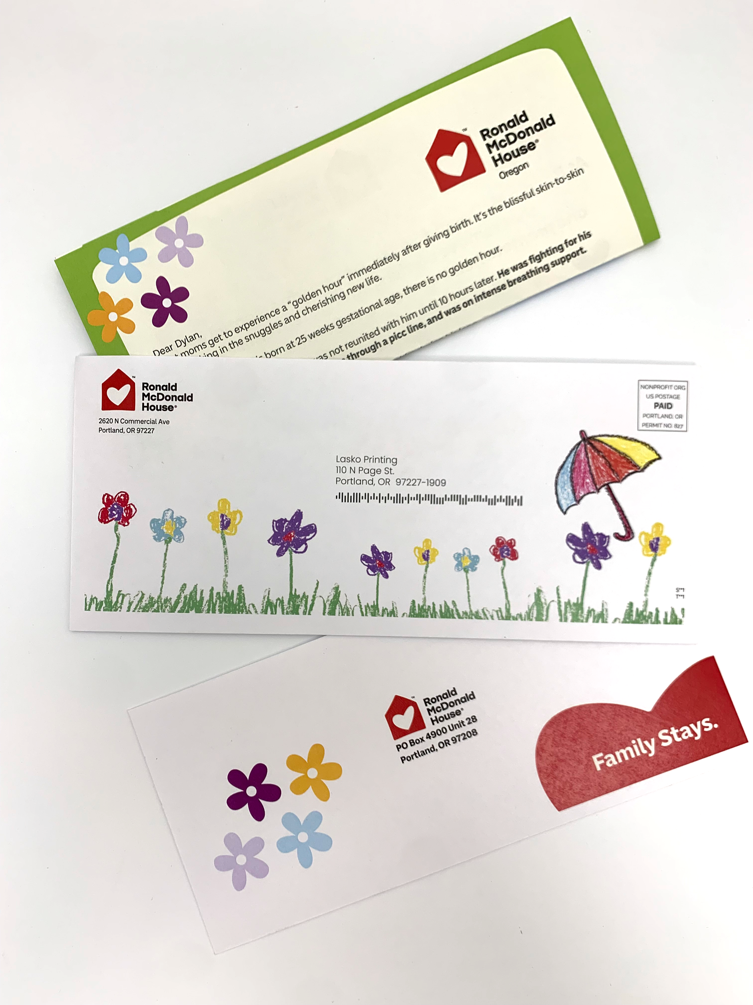 An example of a nonprofit appeal #10 mailing with custom envelopes from Lasko Printing