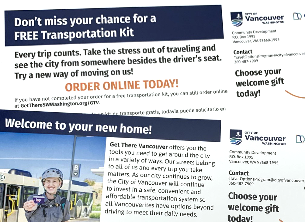 An image of two postcards for inkjetting. These were printed for the City of Vancouver, WA and offset printed by Lasko Printing