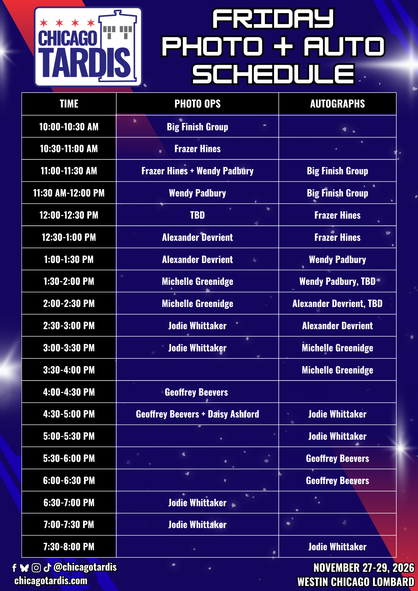 Preliminary 2026 Auto + Photo Schedule