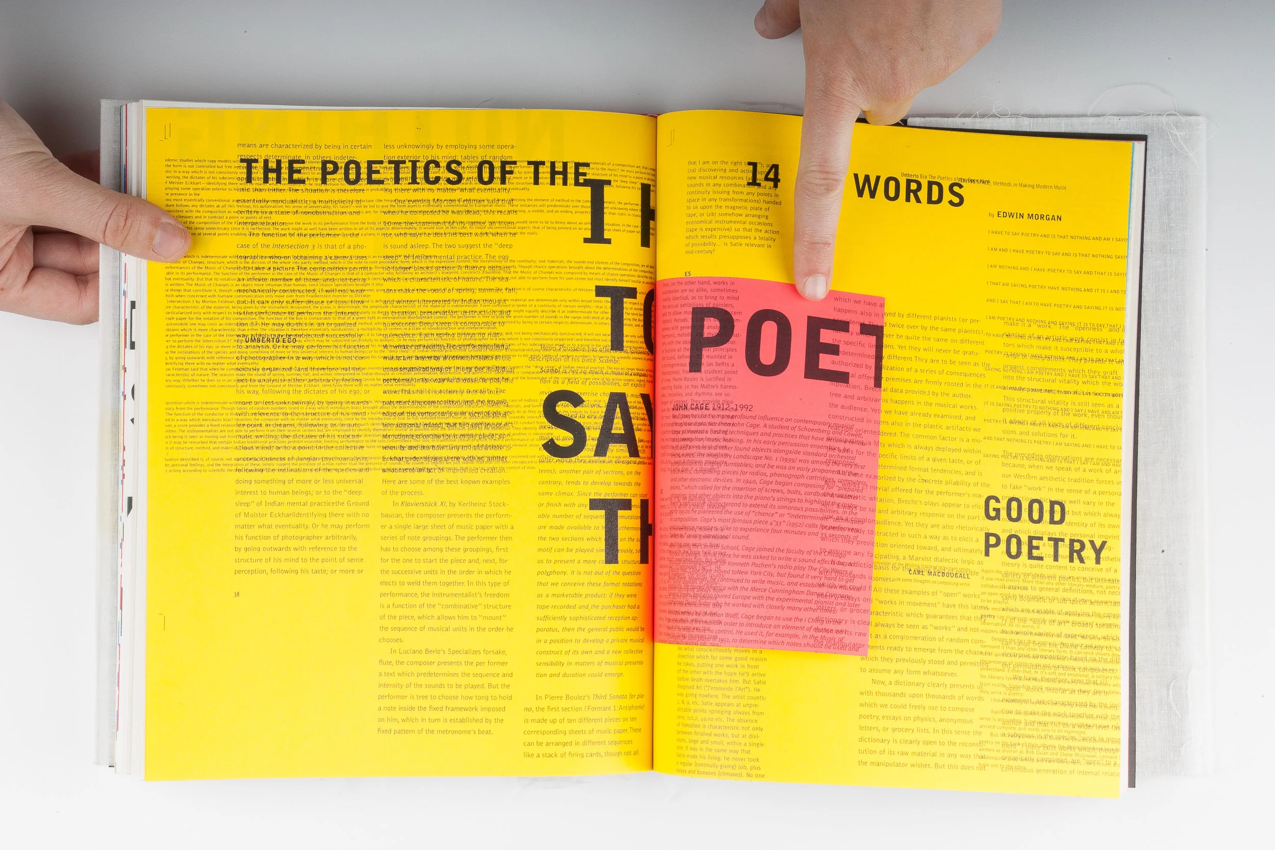 Playing Space, Elizabeth Azen, artist book, book design, graphic design, typography, screen printing, small press, John Cage, indeterminate compositions, Marshall McLuhan, Umberto Eco
