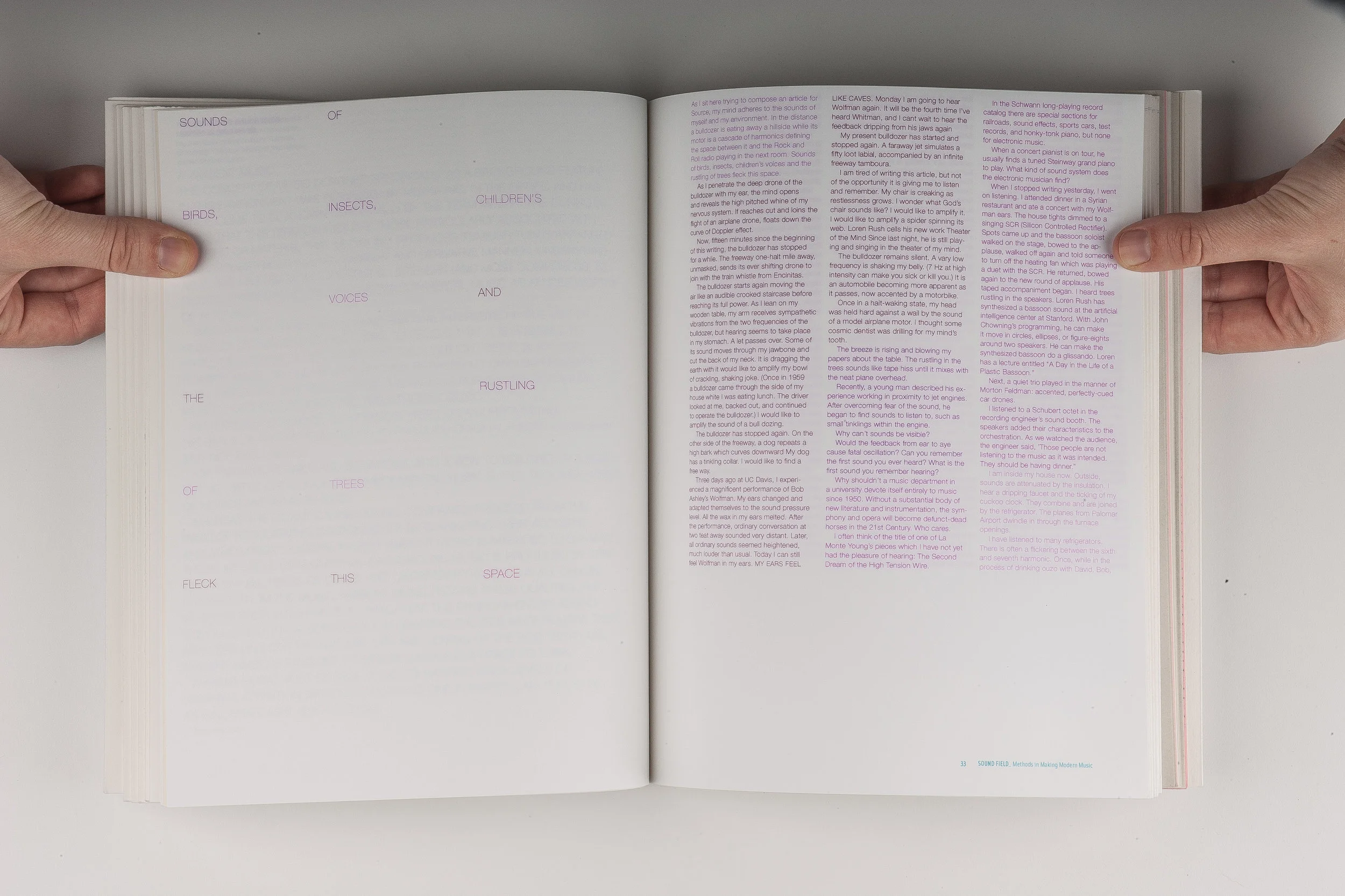 Sound Field, Elizabeth Azen, artist book, book design, graphic design, typography, grid, screen printing, small press, ambient music, Brian Eno, Jean-Michel Jarre