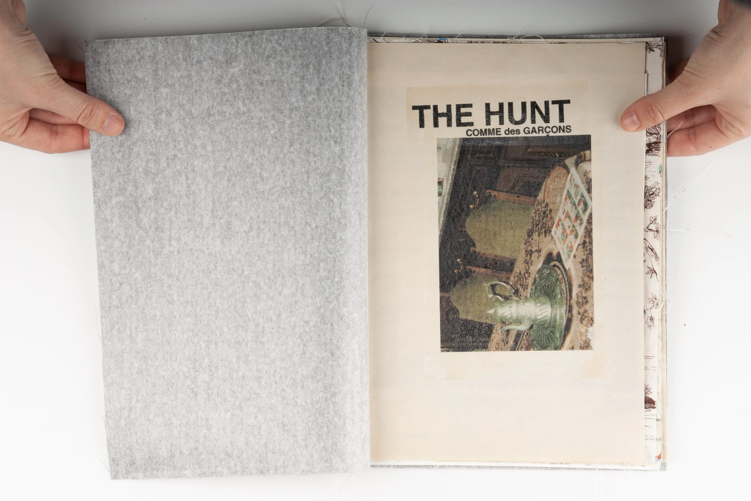 The Hunt, Elizabeth Azen, artist book, book design, graphic design, typography, Comme des Garcons, small press, lookbook, look book, fashion, Rei Kawakubo, Dia Beacon, New York, Myth