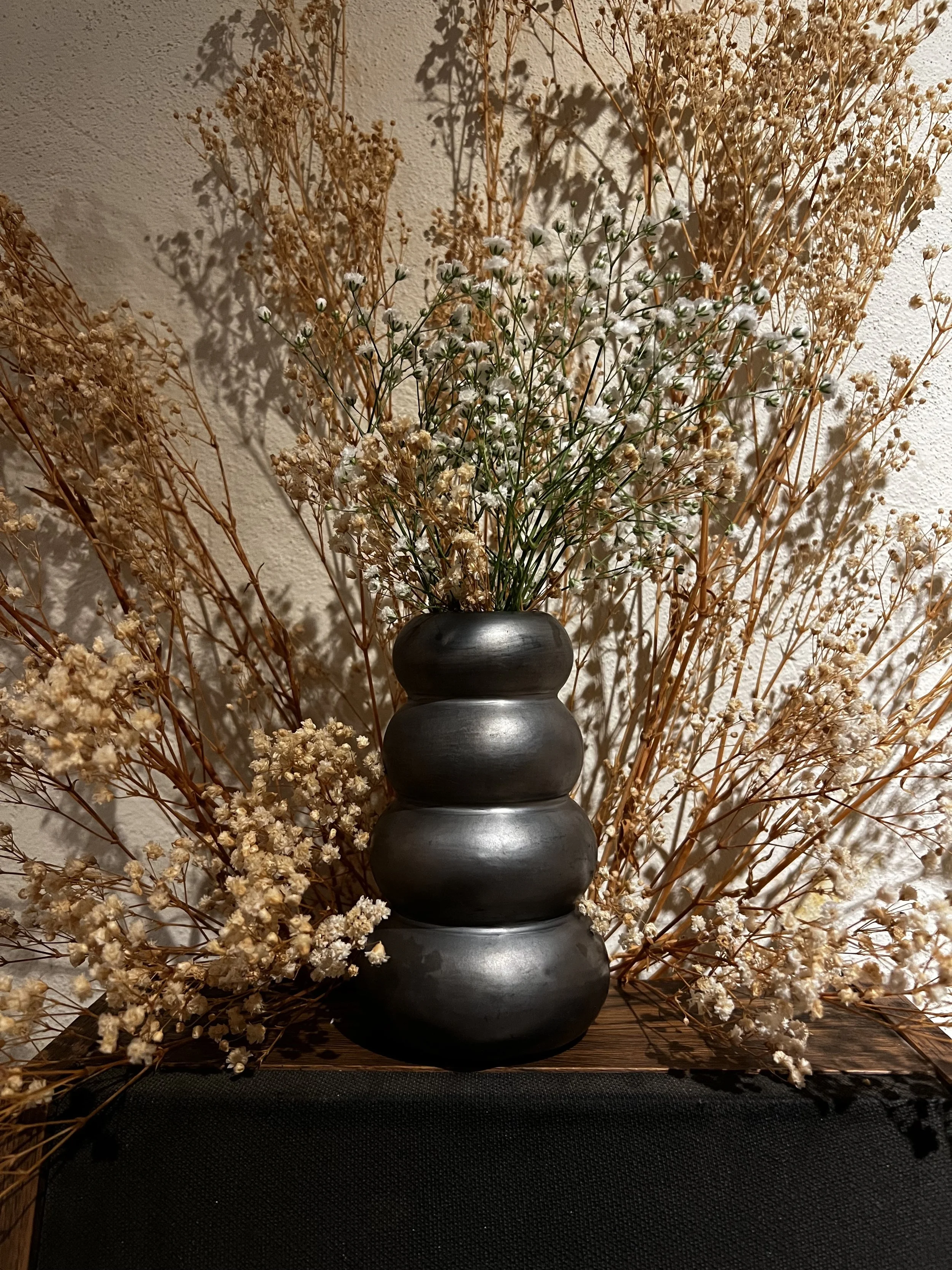 VELADORA/FLORERO BARRO NEGRO