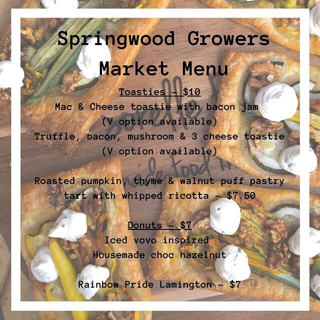 We're SO excited to be back @springwoodgrowersmarket this Sunday 28 June⁠
⁠
We're encouraging pre-ordering to avoid overcrowding!⁠
⁠
Our menu items will also be on display until sold out so if you're worried about missing out simply follow these step