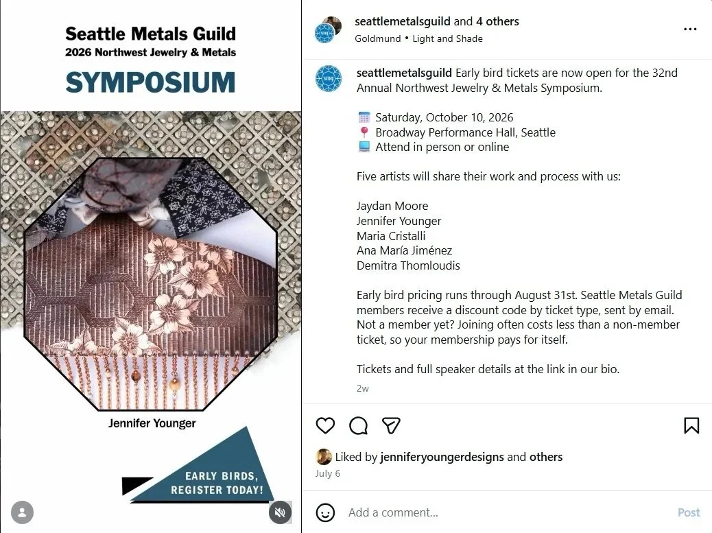 Sneak Peek of Jennifer's metallic work on showcase at the Symposium 2026
