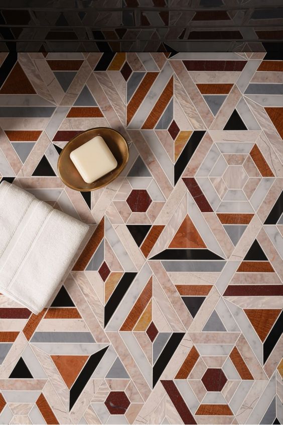 The Nordroom - 25 Inspiring Bathrooms With Geometric Tiles image; pinterest