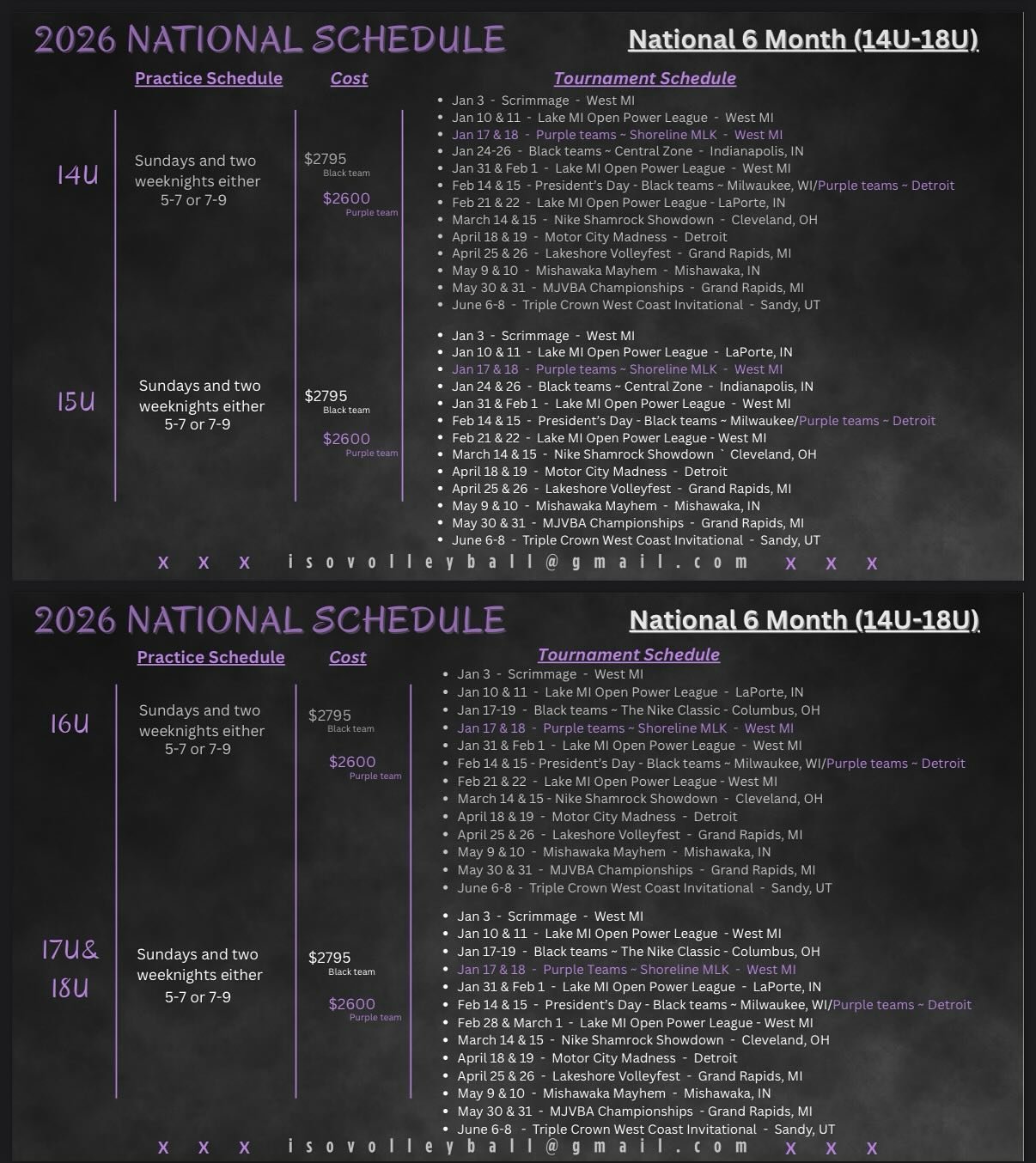 𝟐𝟎𝟐𝟔 𝐍𝐀𝐓𝐈𝐎𝐍𝐀𝐋 𝐓𝐑𝐘𝐎𝐔𝐓𝐒 ‼️

Tryouts for our 6-month national teams are NEXT WEEK! We have a new &amp; exciting schedule for next club season. Take a peek below to see all the new places we will be competing in!

&bull; Updated schedu