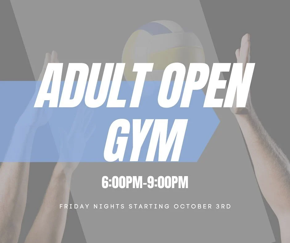 Adult Open Gyms are back &mdash; starting Friday October 3rd!

Our open gyms are for anyone who is 18+ (high school graduate) and looking to play some pickup during the cooler months. 

6pm-9pm | $10

📍Inside Out Volleyball