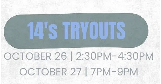 TOMORROW 🤩

12&rsquo;s &amp; 13&rsquo;s: 12pm-2pm
12u is for BOYS &amp; GIRLS grades 5th &amp; 6th, come join us! 

14&rsquo;s 2:30pm-4:30pm

Register here: https://docs.google.com/forms/d/e/1FAIpQLSfwe-aknX3-pqlSY6aUzrrfmNH5lMhrIvaJqXIwnfakUDr5pQ/v