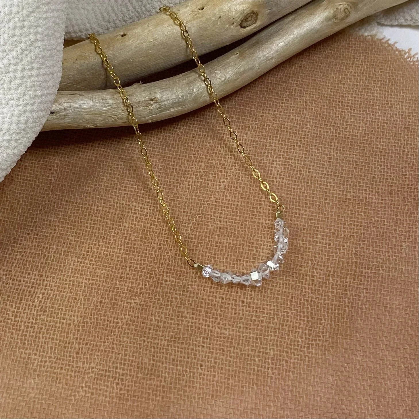 14k Everyday Essential Necklace - Herkimer Diamond