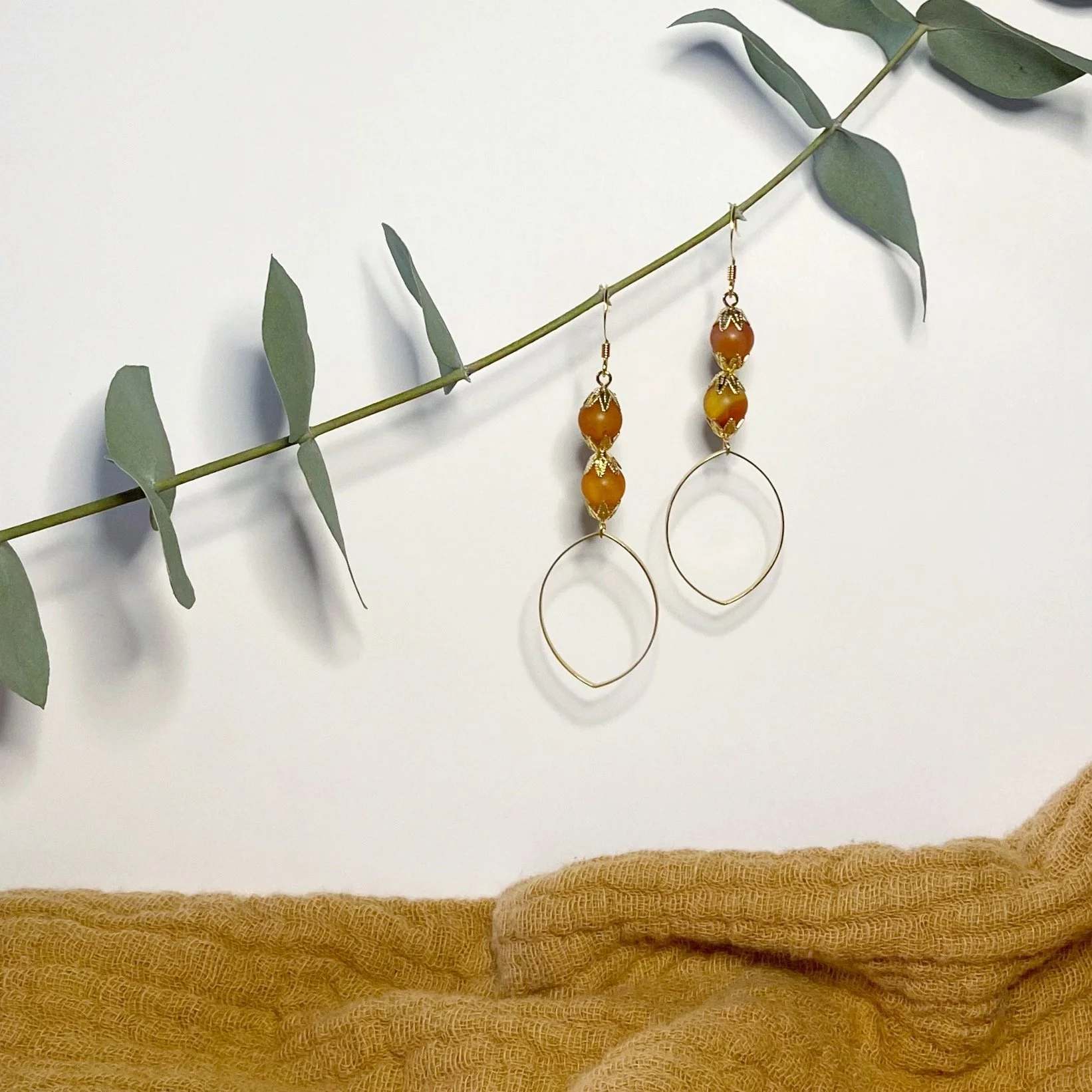 14k Filigree Earrings - Carnelian