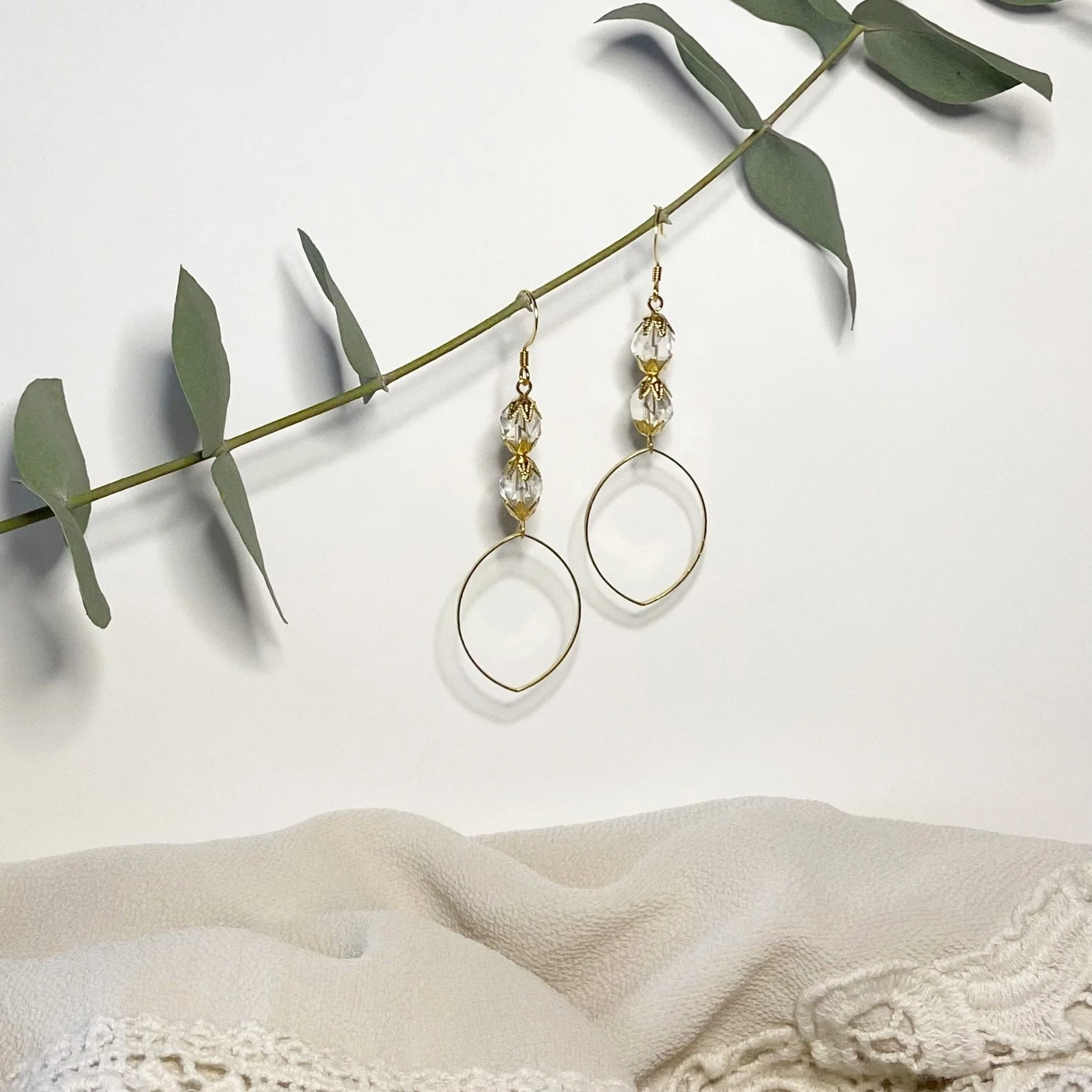 14k Filigree Earrings - Faceted Quartz