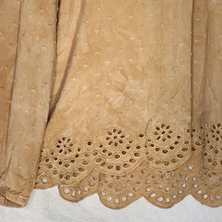 Ochre Top with Embroidered Hem