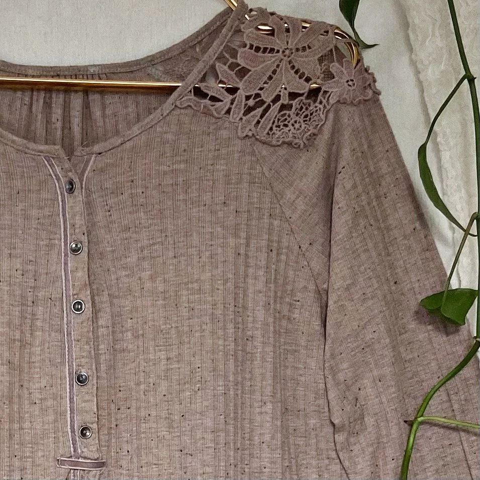 Amethyst - Knit Top with Lace Inset
